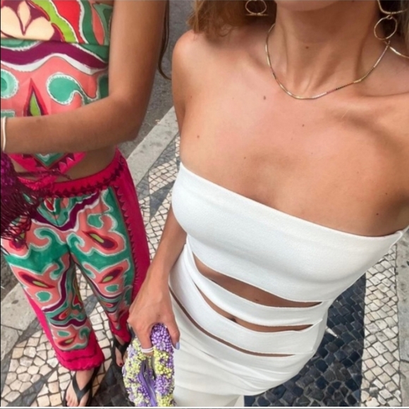 Zara Cut Out * Maxi Dress White - Picture 8 of 16